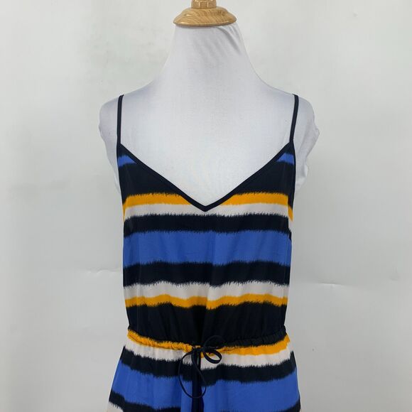 Michael Kors Striped Maci Maxi Dress Womens S Small Front Slit Waist Tie V Neck - Picture 4 of 14